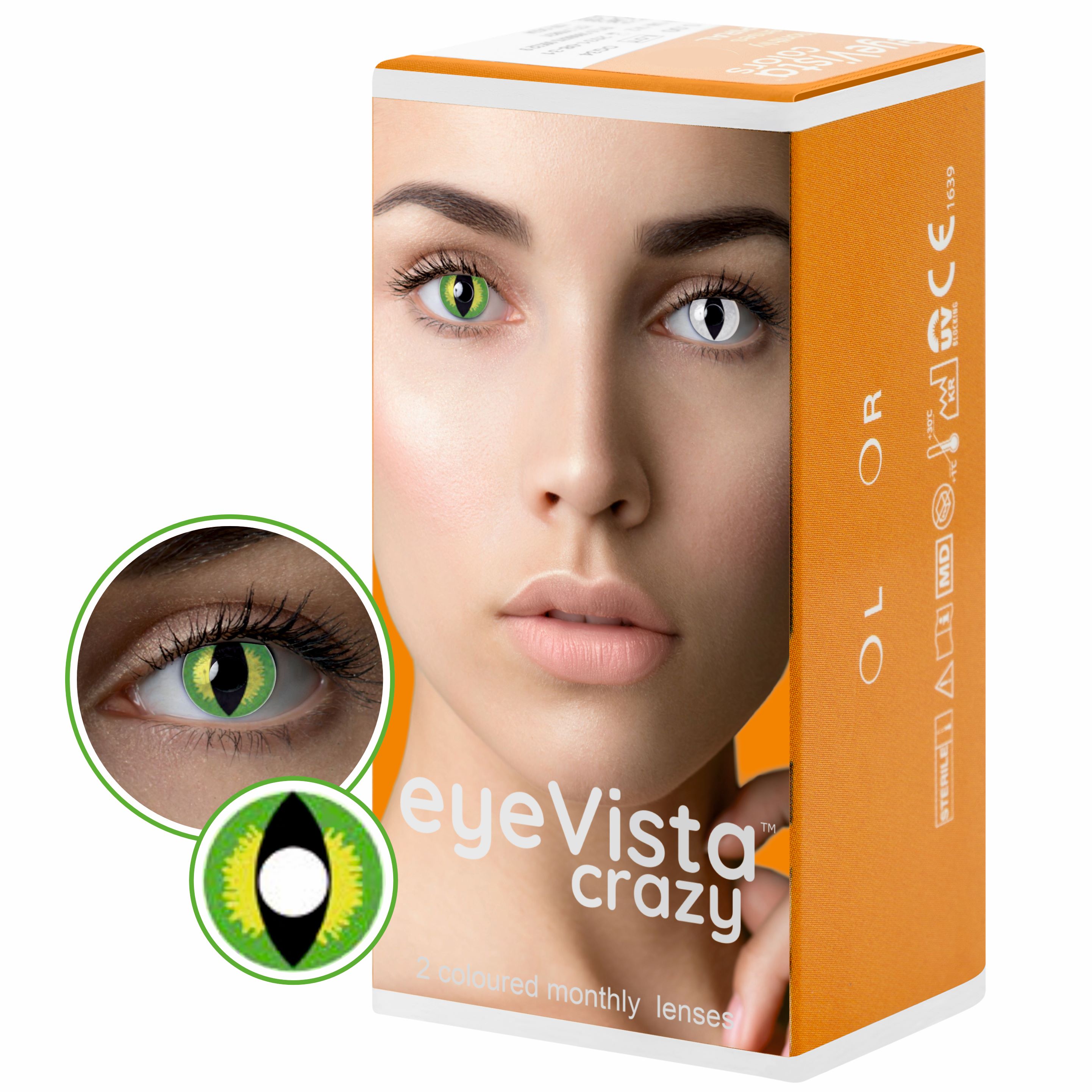 EyeVista Crazy Green Banshee soczewki kontaktowe moc 0.00, 2 szt./1 opak.