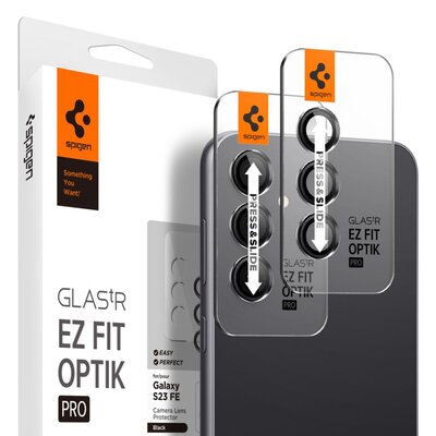 Szkło hartowane na obiektyw SPIGEN Optik.Tr Ez Fit do Samsung Galaxy S23 FE Czarny (2 szt.)