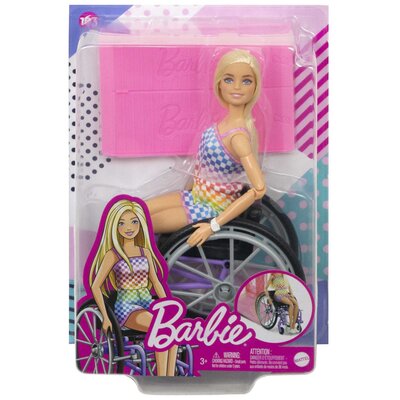 Lalka Barbie Fashionistas Na wózku strój w kratkę HJT13