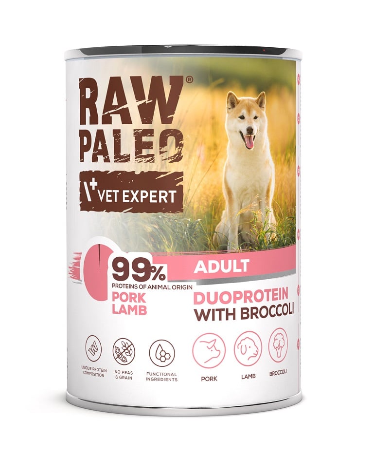 RAW PALEO Pork Lamb Adult 400g karma mokra wieprzowina z jagnięciną dla psów