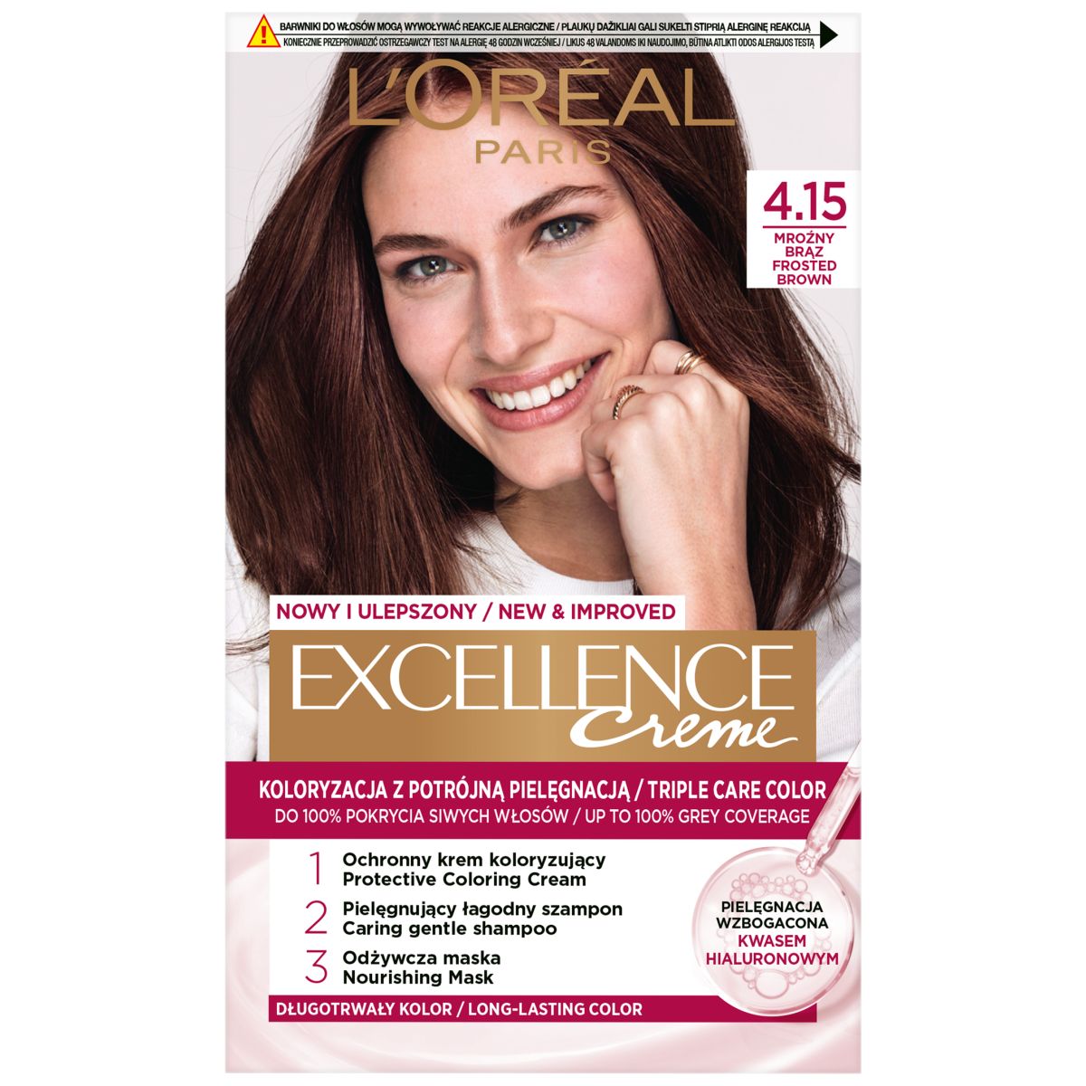L'Oréal Paris Excellence Creme farba do włosów 4.15 mroźny brąz, 1 opak.