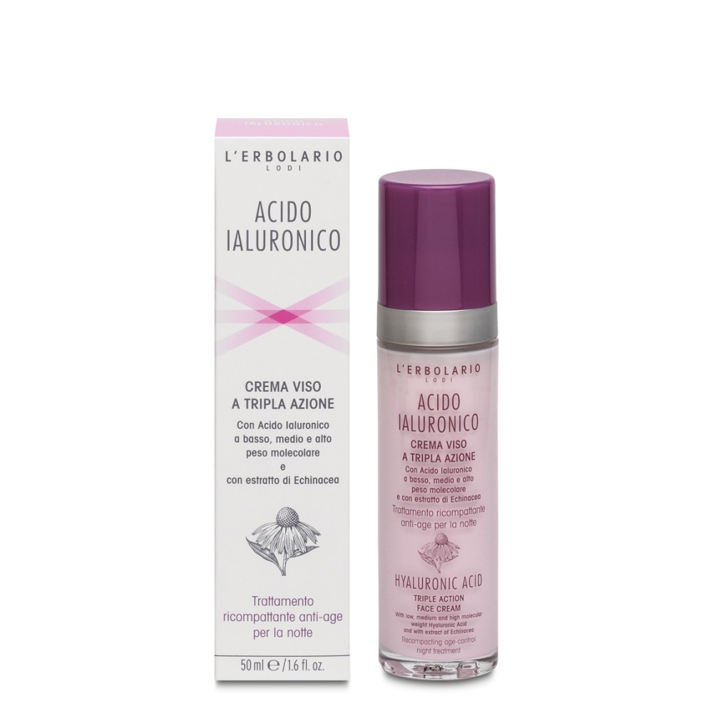 L'Erbolario Acido Laluronico krem do twarzy na noc przeciw oznakom starzenia, 50 ml