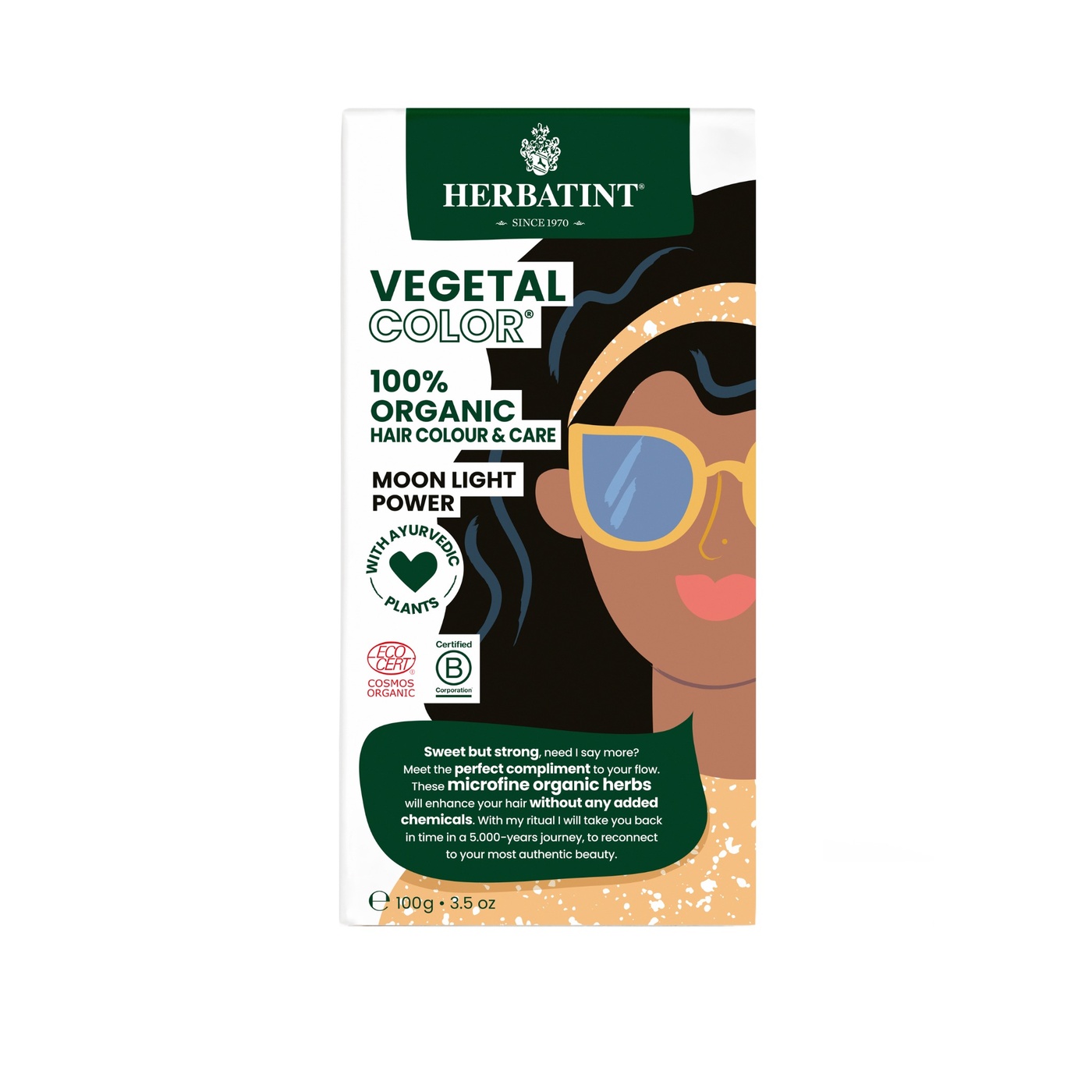 Herbatint Vegetal Color bio henna w mikropudrze Intensywny Czarny, 100g