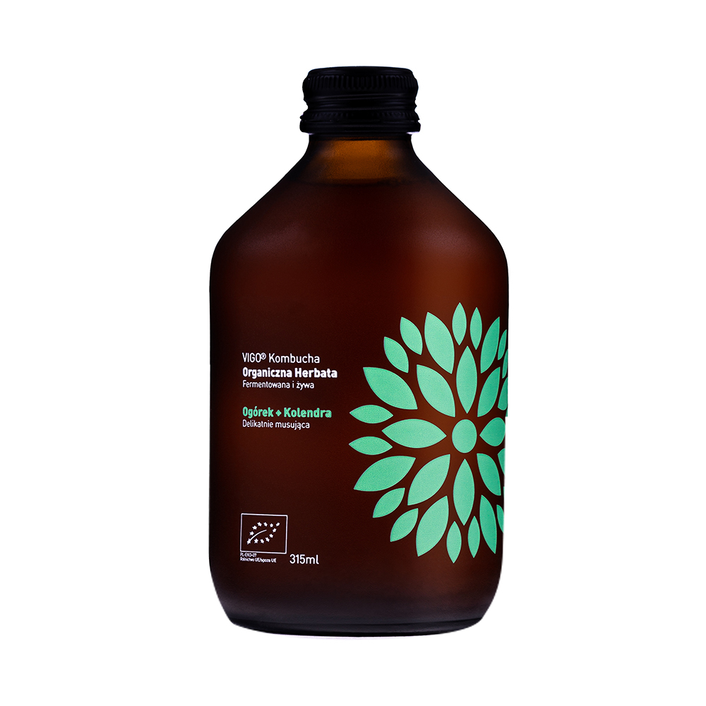 VIGO Kombucha BIO Ogórek + Kolendra organiczna herbata fermentowana, 315 ml