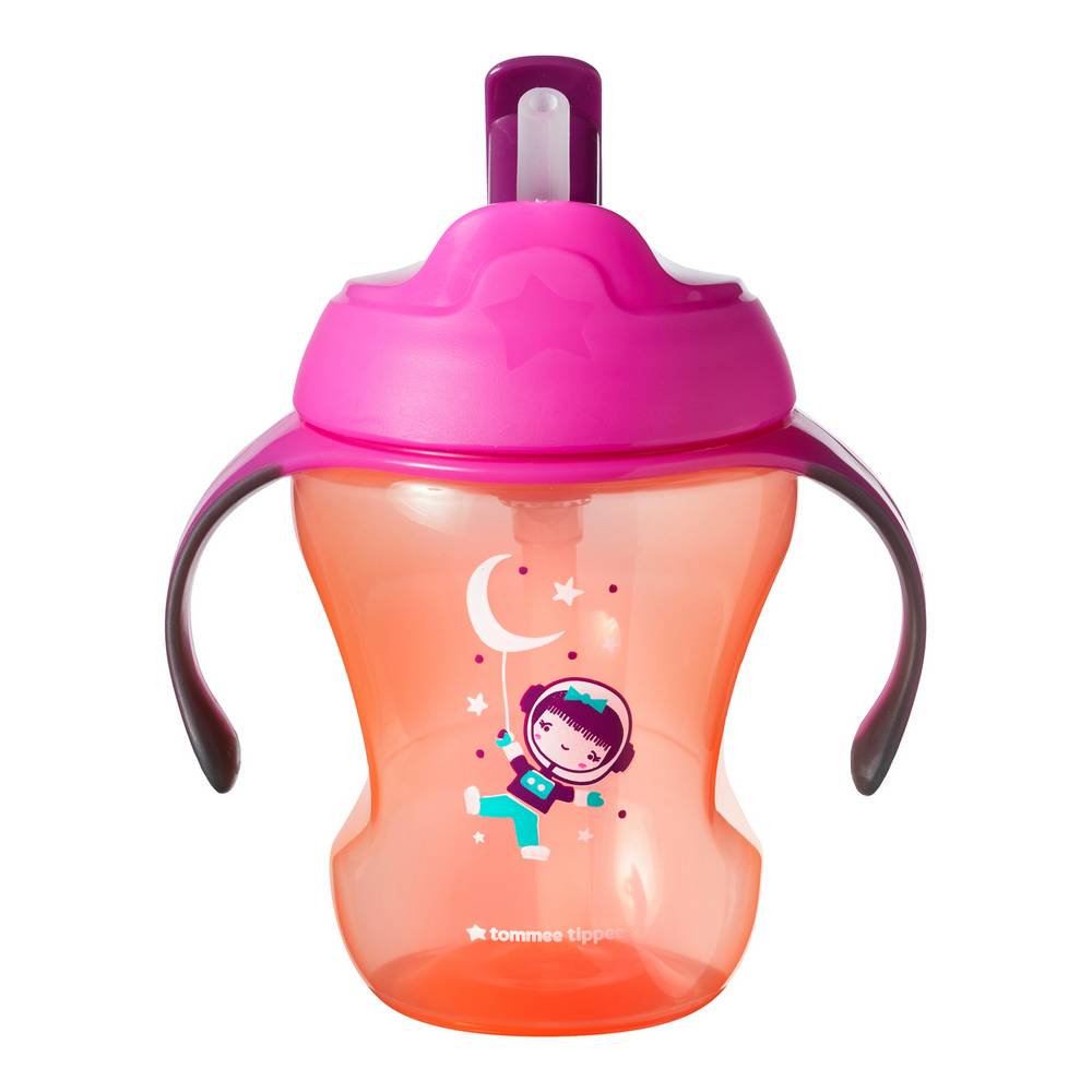 Tommee Tippee Trainer Straw Cup kubek niekapek ze słomką 6m+ Girl, 230 ml