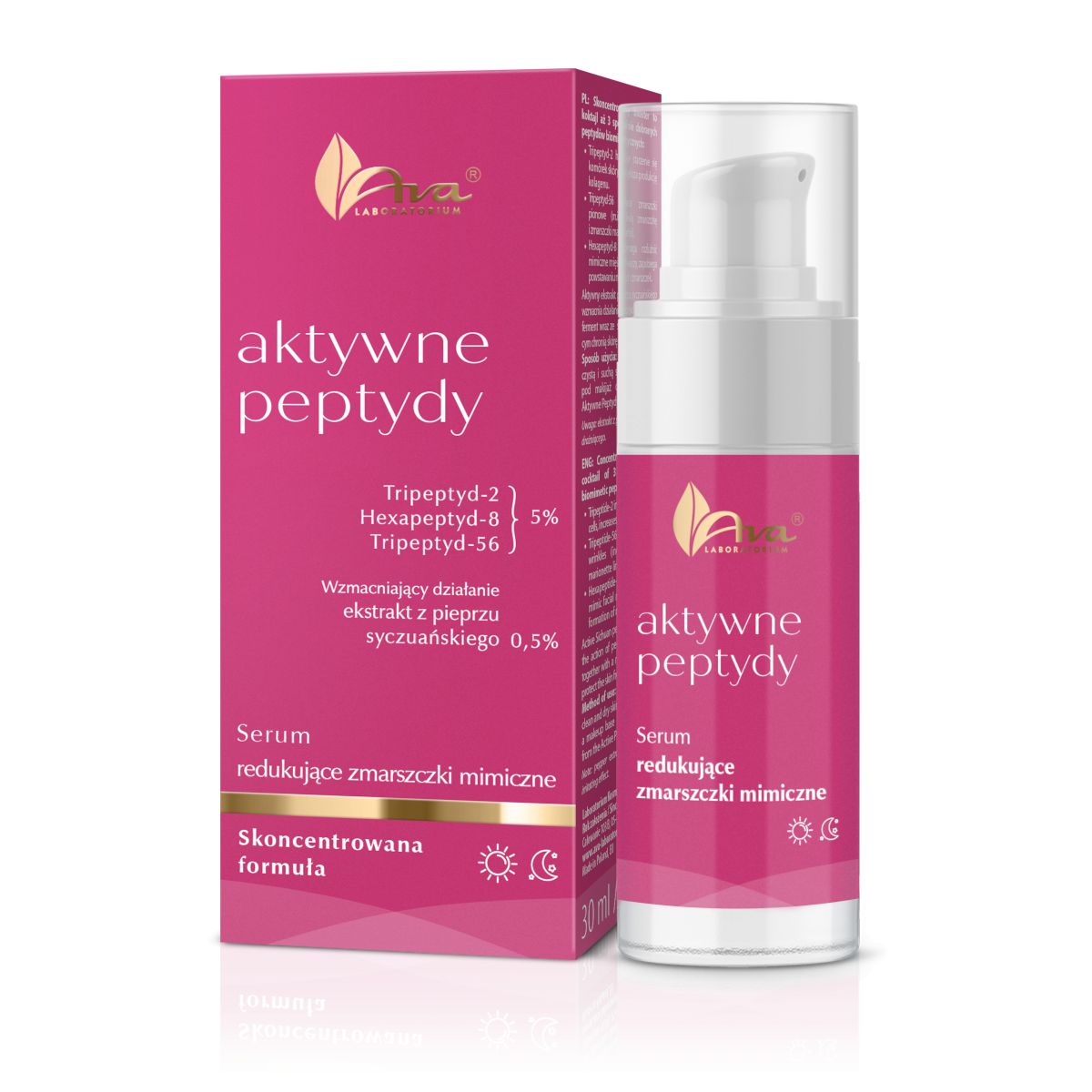 Ava Aktywne Peptydy serum redukujące zmarszczki mimiczne do twarzy, 30 ml