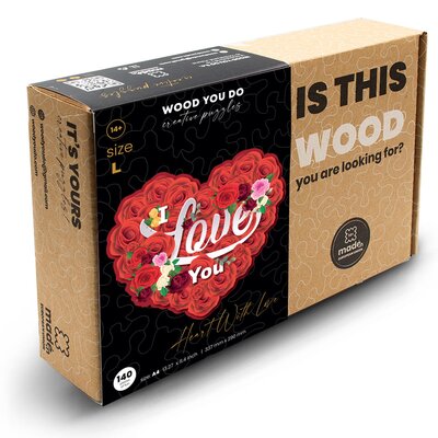 Puzzle WOOD YOU DO Serce z miłością (140 elementów)