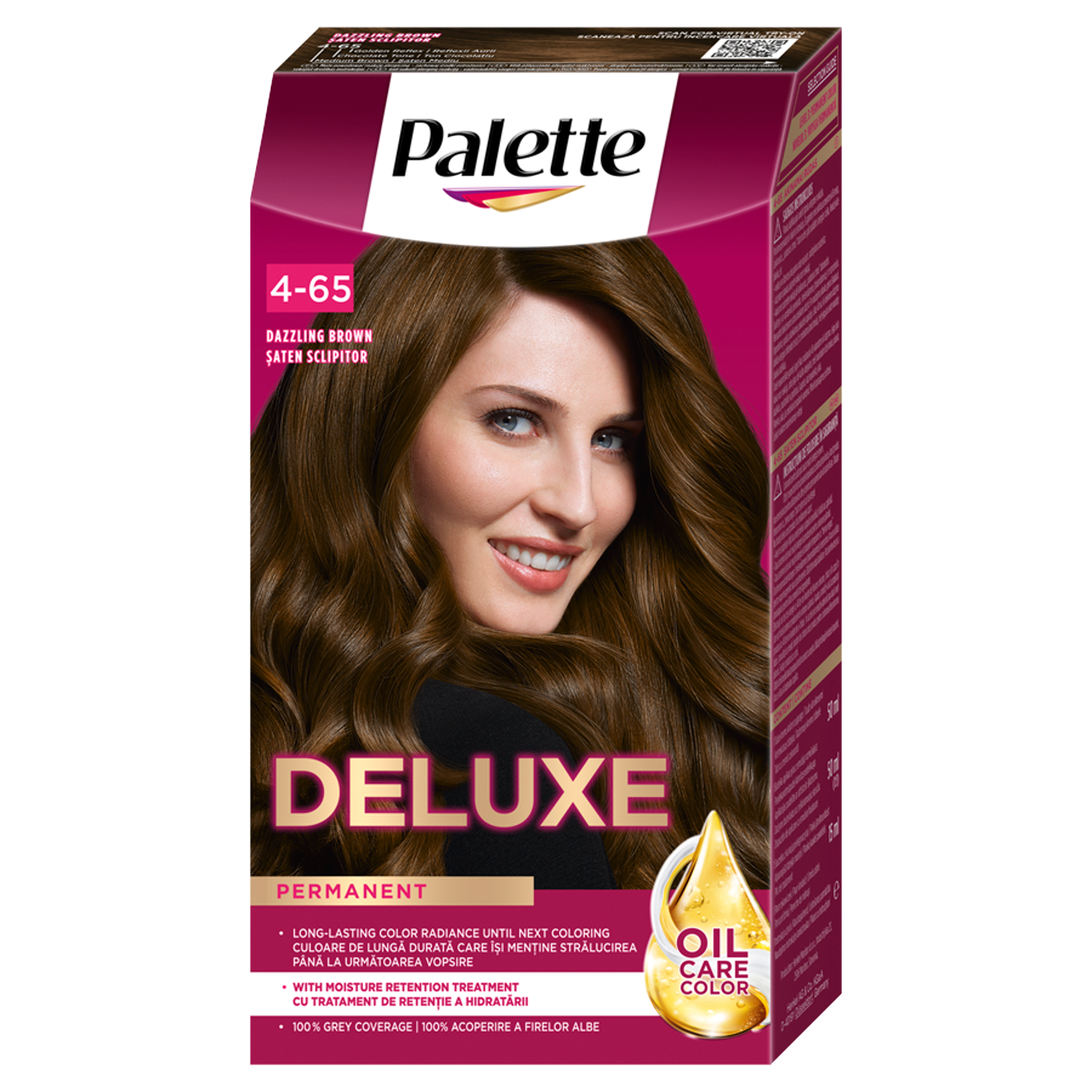 Palette Deluxe Oil-Care Color farba do włosów 4-65 (760) olśniewający brąz, 1 opak.