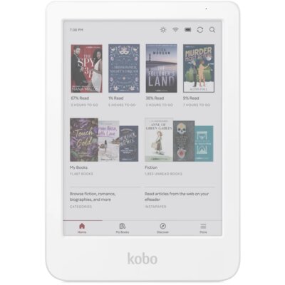 Czytnik e-booków KOBO Clara Colour 6", Podświetlany ekran, Wi-Fi, Bez reklam Biały