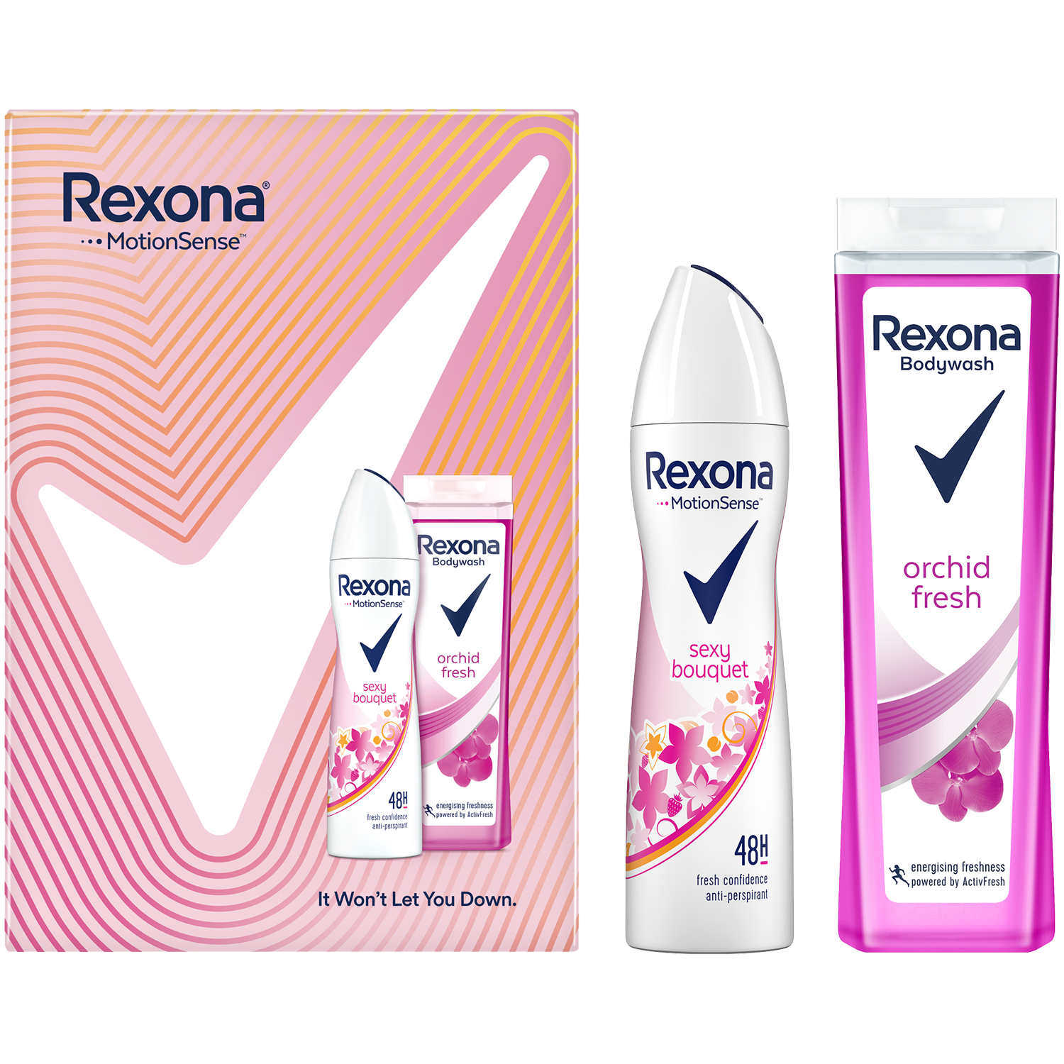 Rexona Pink Sexy Bouqet zestaw: żel pod prysznic, 250 ml + dezodorant w sprayu, 150 ml
