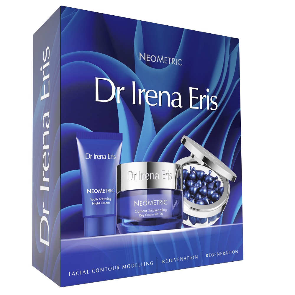 Dr Irena Eris NeoMetric  zestaw: krem odmładzający kontur twarzy na dzień, 50 ml + krem aktywujący młodość skóry na noc, 30 ml + kapsułki redukując...