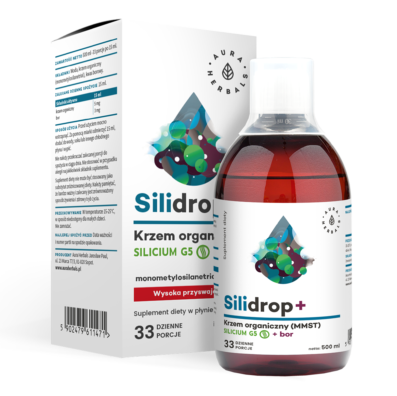 Aura Herbals, Silidrop, suplement diety, krzem organiczny (MMST) silicium G5 + bor, 500 ml