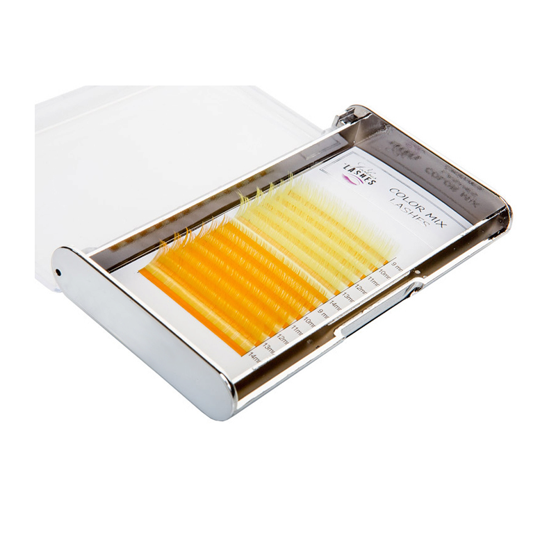 Looksus Lashes Color Mix 0,07 kolorowe rzęsy do przedłużania Yellow, skręt C, 1 opak.