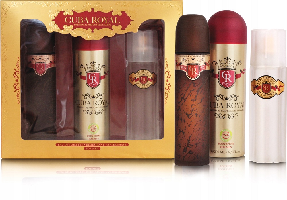 Cuba Original Royal zestaw męski: woda toaletowa, 200 ml + dezodorant w sprayu, 200 ml + woda po goleniu, 100 ml