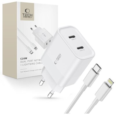 Ładowarka sieciowa TECH-PROTECT C20W PD20W Biały