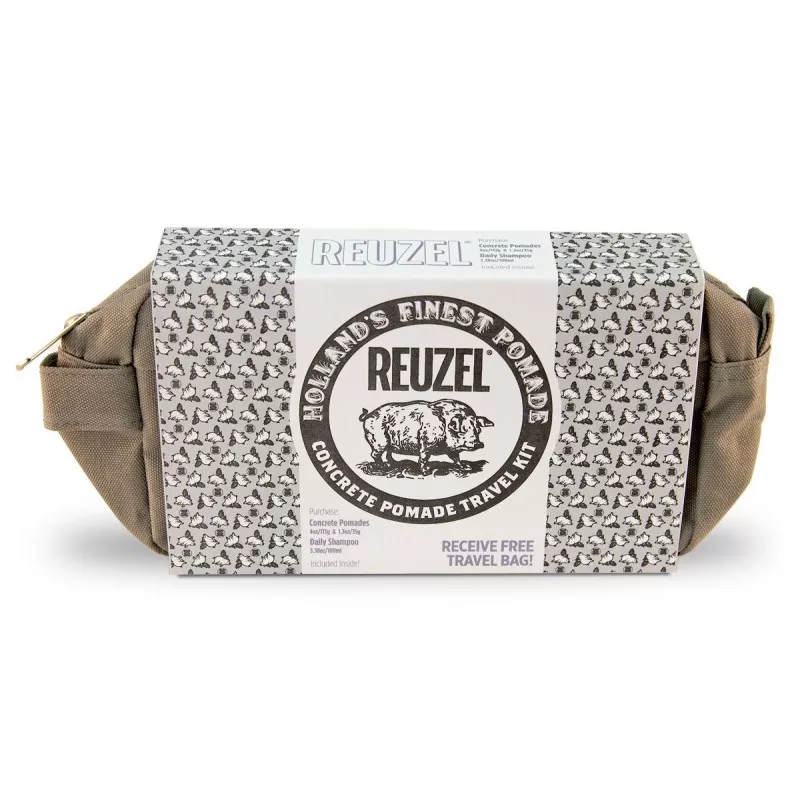 Reuzel Holiday Travel Kit Concrete zestaw: pomada, 113 g + pomada, 35 g + szampon 100, ml + kosmetyczka, 1 szt.