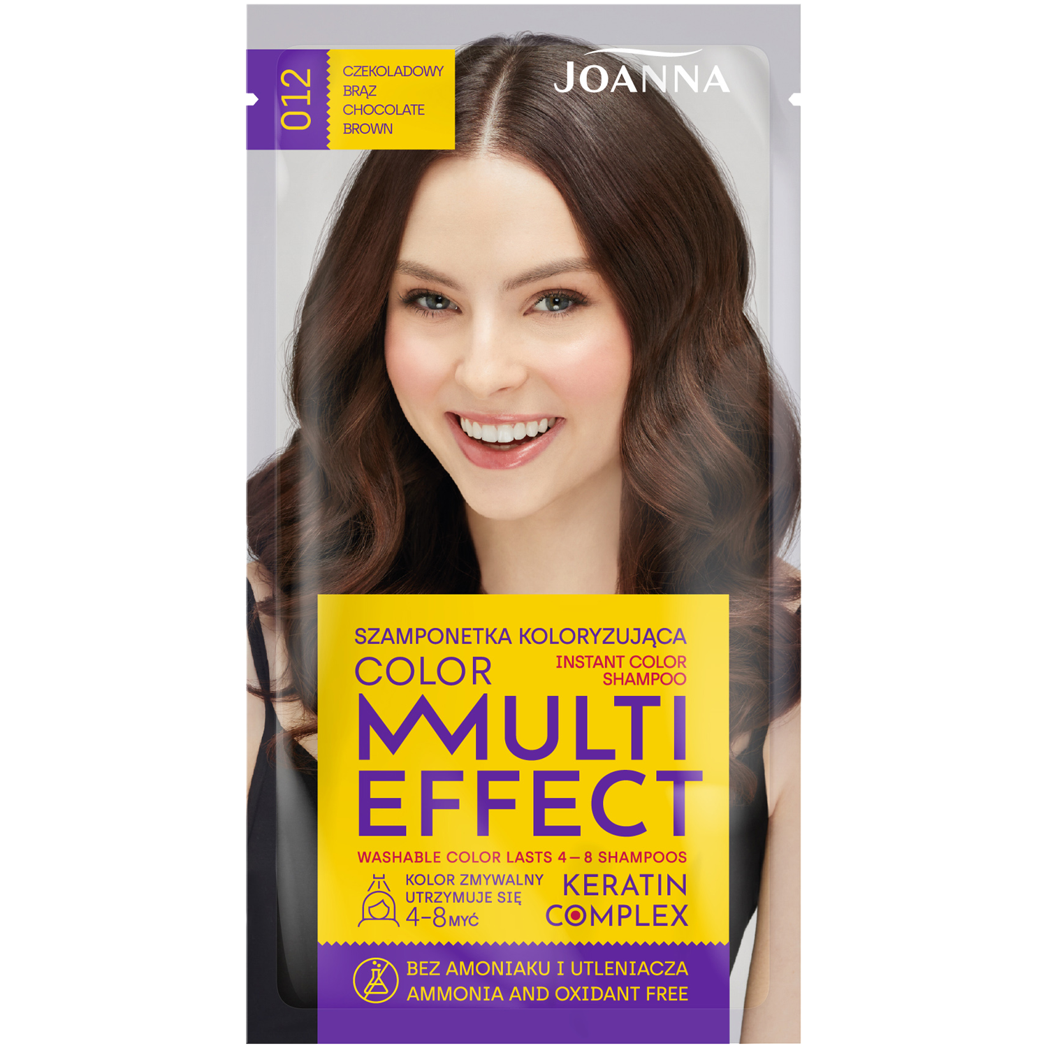 Joanna Multi Effect szamponetka koloryzująca 012 czekoladowy brąz, 35 g