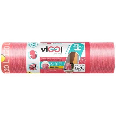 Worki na śmieci VIGO 120L (8 sztuk) Czerwony