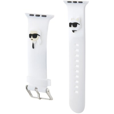 Pasek KARL LAGERFELD Karl & Choupette Heads do Apple Watch do koperty 42/44/45mm Biały