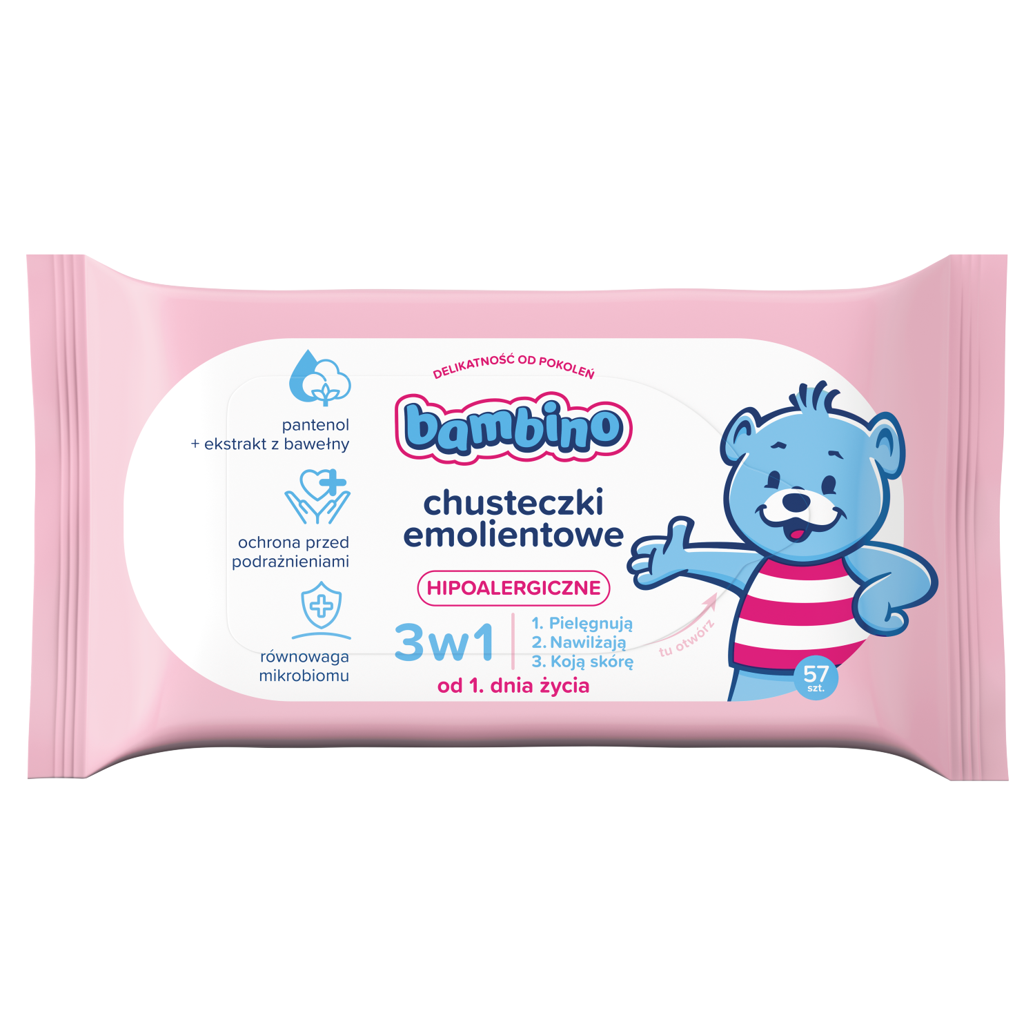 Bambino chusteczki emolientowe, 57 szt./1 opak.
