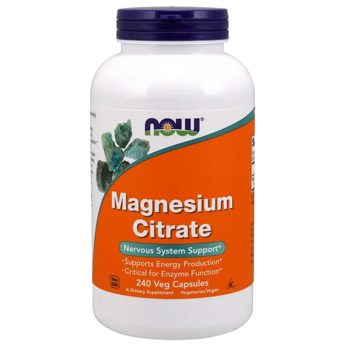 Now Foods Magnesium Citrate suplement diety cytrynian magnezu, 400mg, 240 kaps./1 opak.