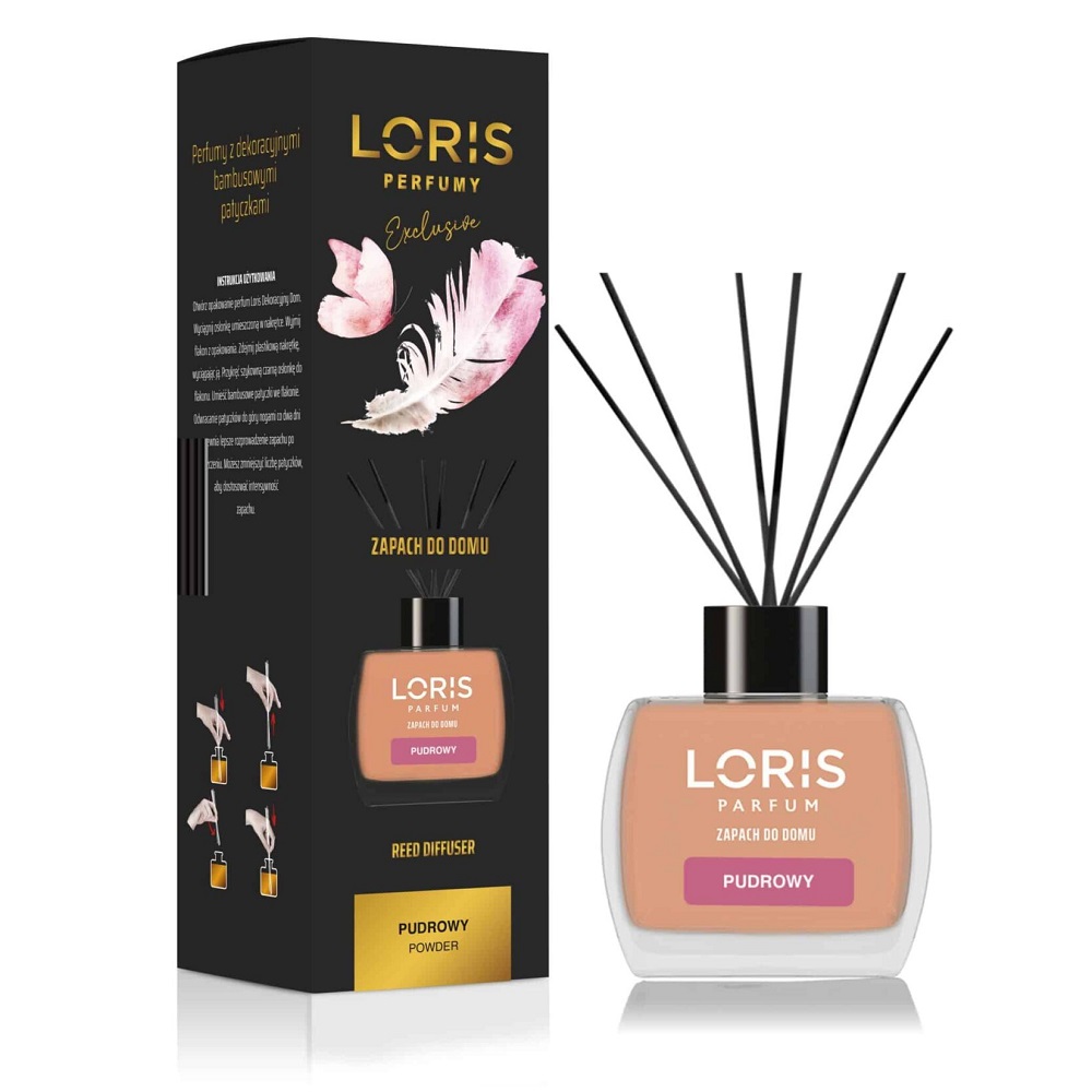 Loris dyfuzor zapachowy z patyczkami Pudrowy, 120 ml