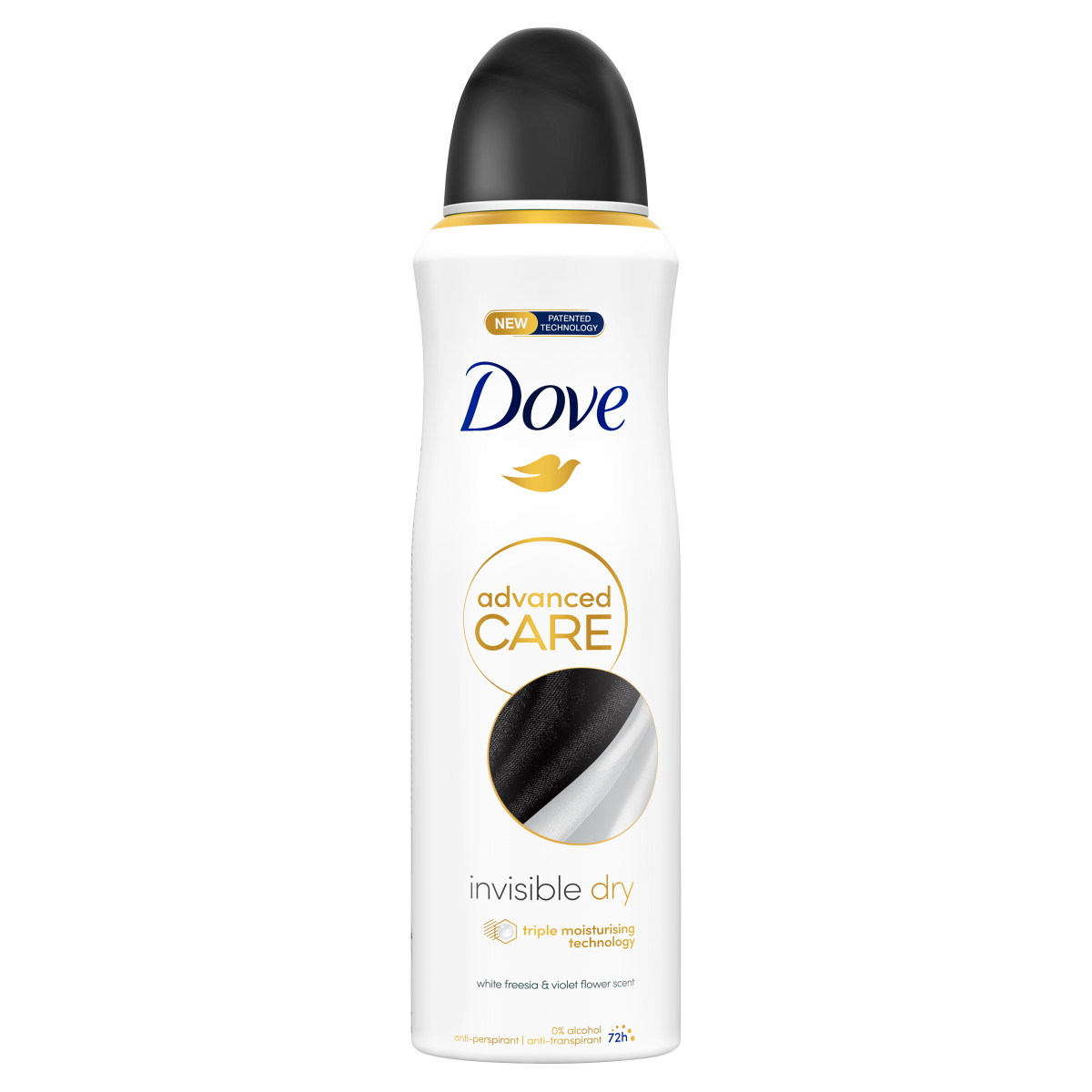 Dove Advanced Care Invisible Dry Antyperspirant w aerozolu o zapachu białej frezji i fioletowych kwiatów, 200 ml