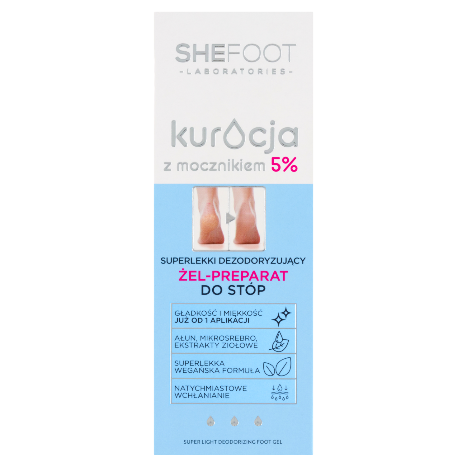 Shefoot Kuracja z mocznikiem superlekki dezodoryzujący żel-preparat do stóp, 75 ml