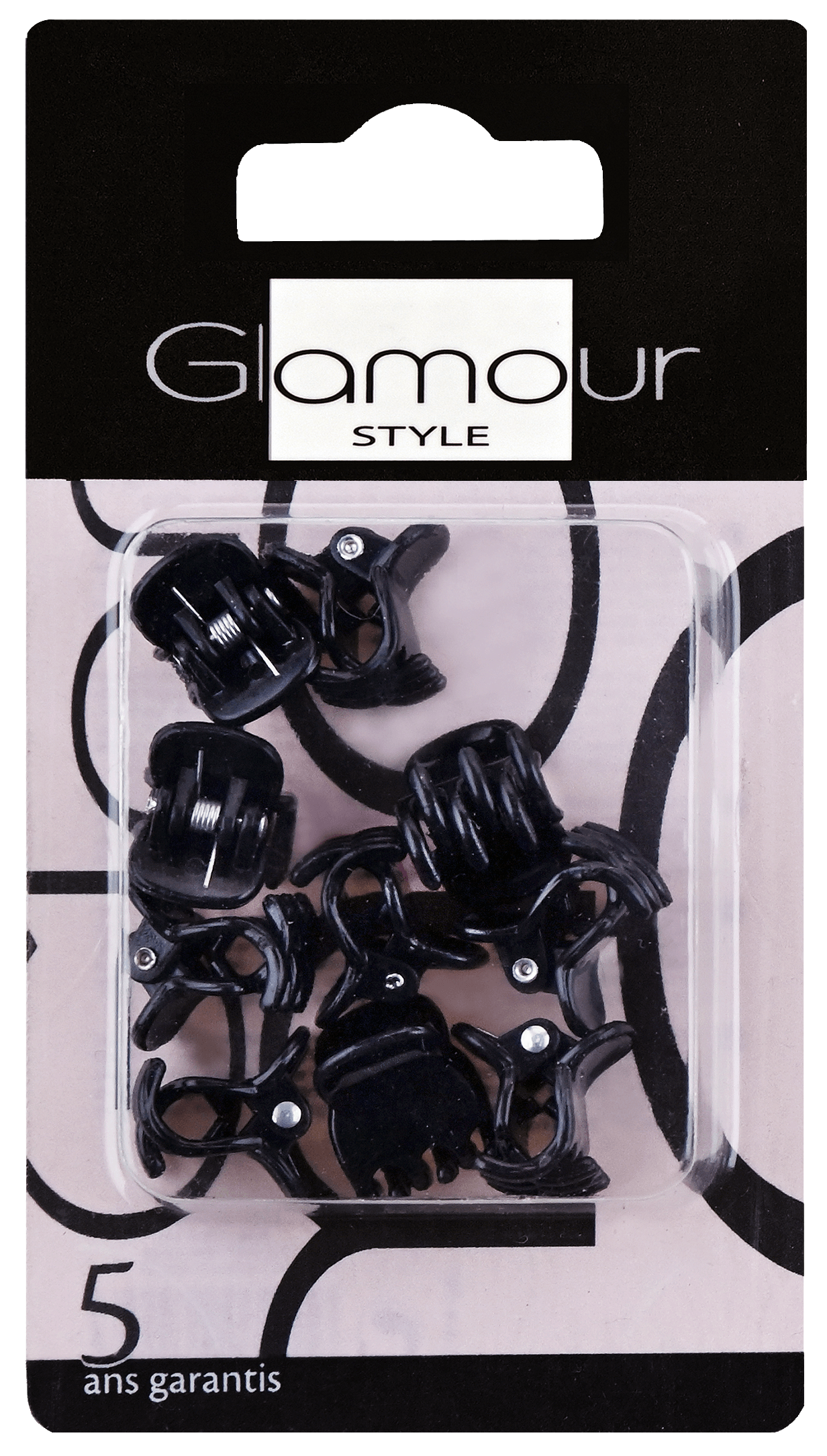 Glamour średnie spinki żabki do włosów czarne, 10 szt./1 opak.