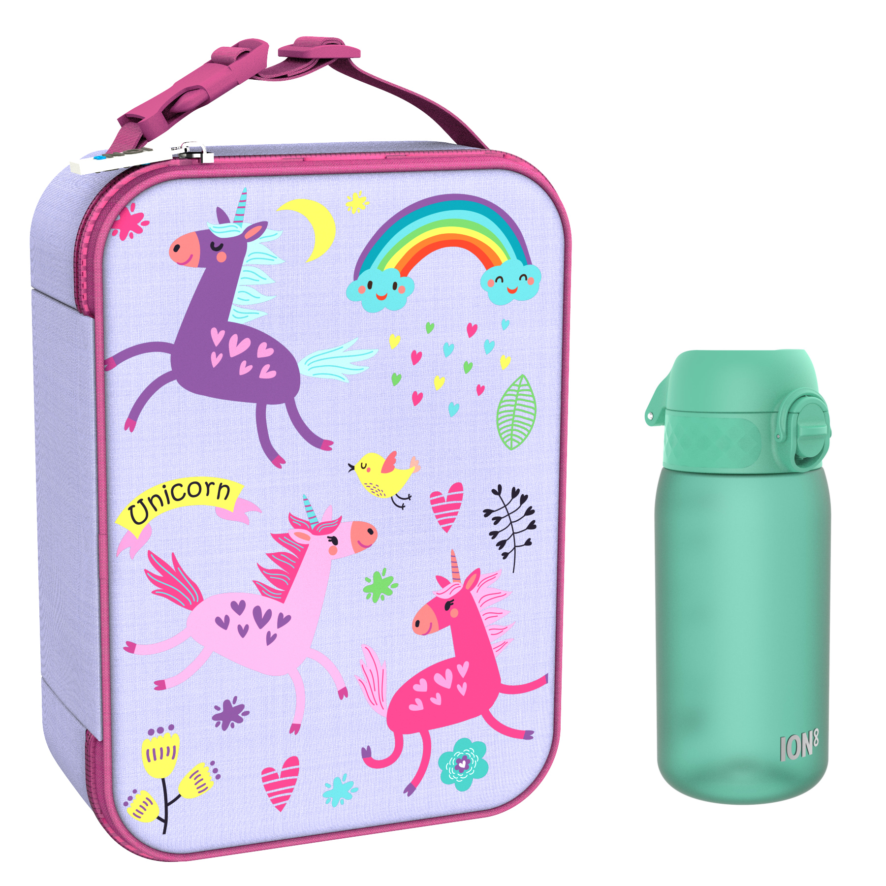 Ion8 zestaw: lunchbag Unicorn, 1 szt. + bidon na wodę, poj. 0,4 l, 1 szt.