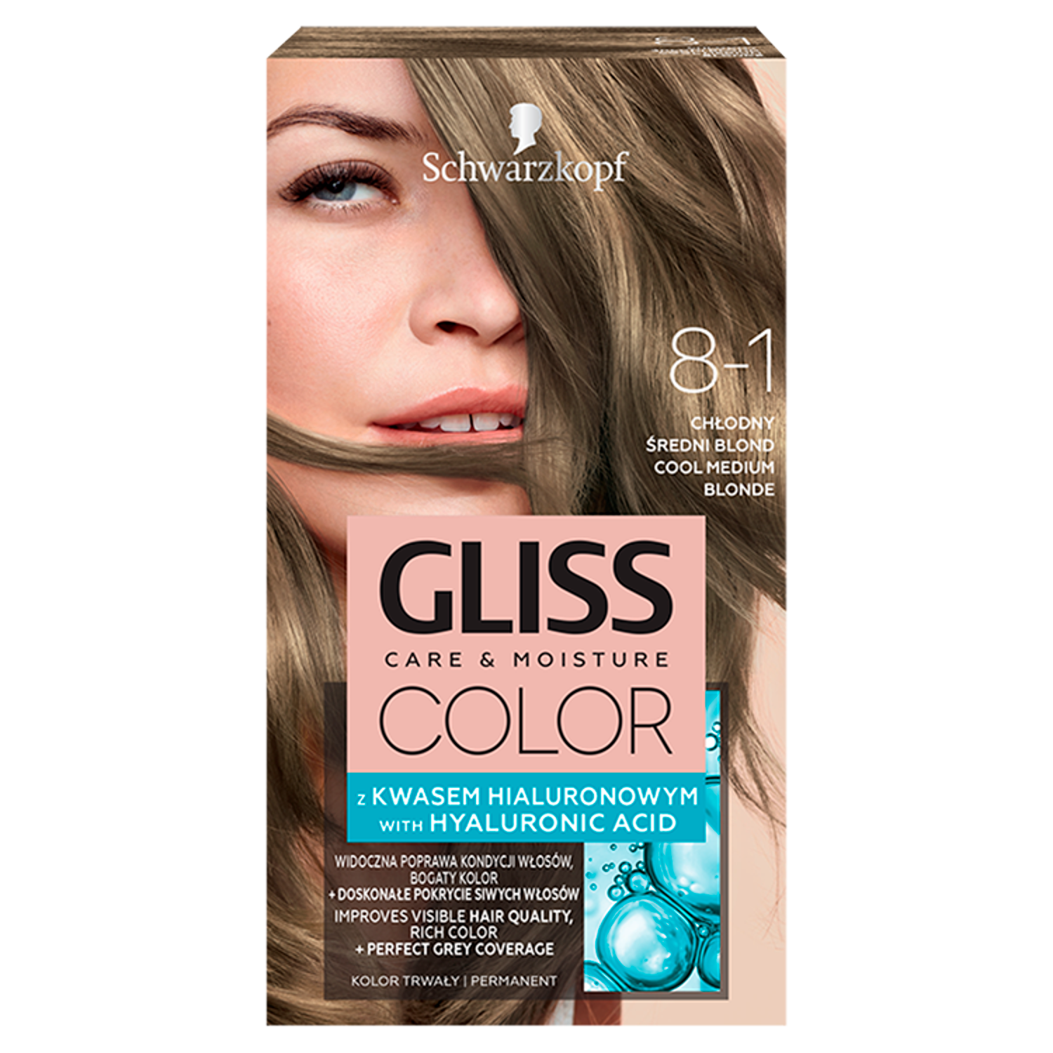 Gliss Color farba do włosów 8-1 chłodny średni blond, 1 opak.