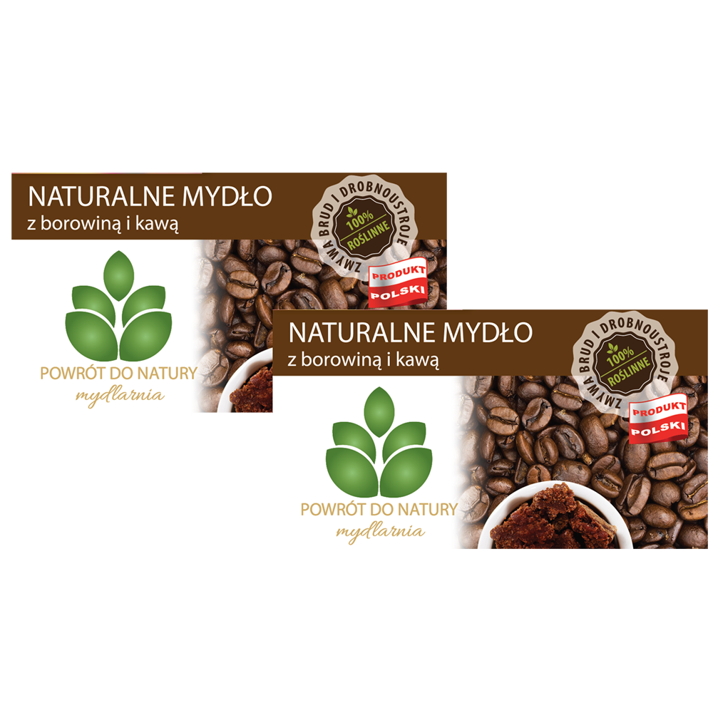 Powrót do natury 100% roślinne naturalne mydło z borowiną i kawą, 2 szt.