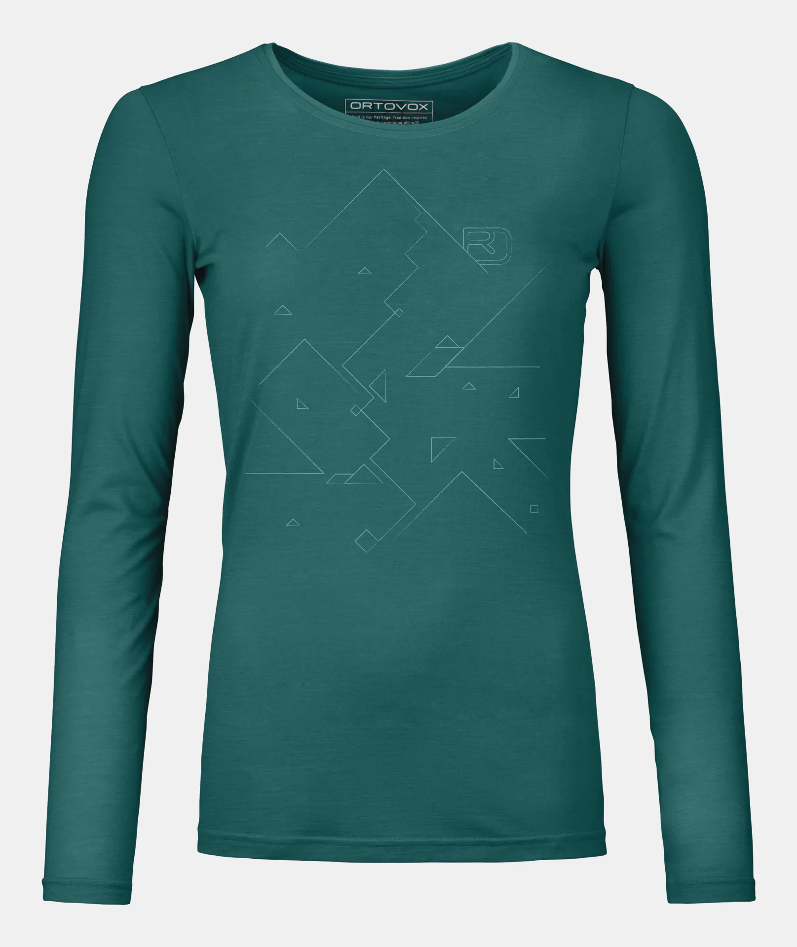 Koszulka damska Ortovox -185 Merino Tangram LS W - pacific green