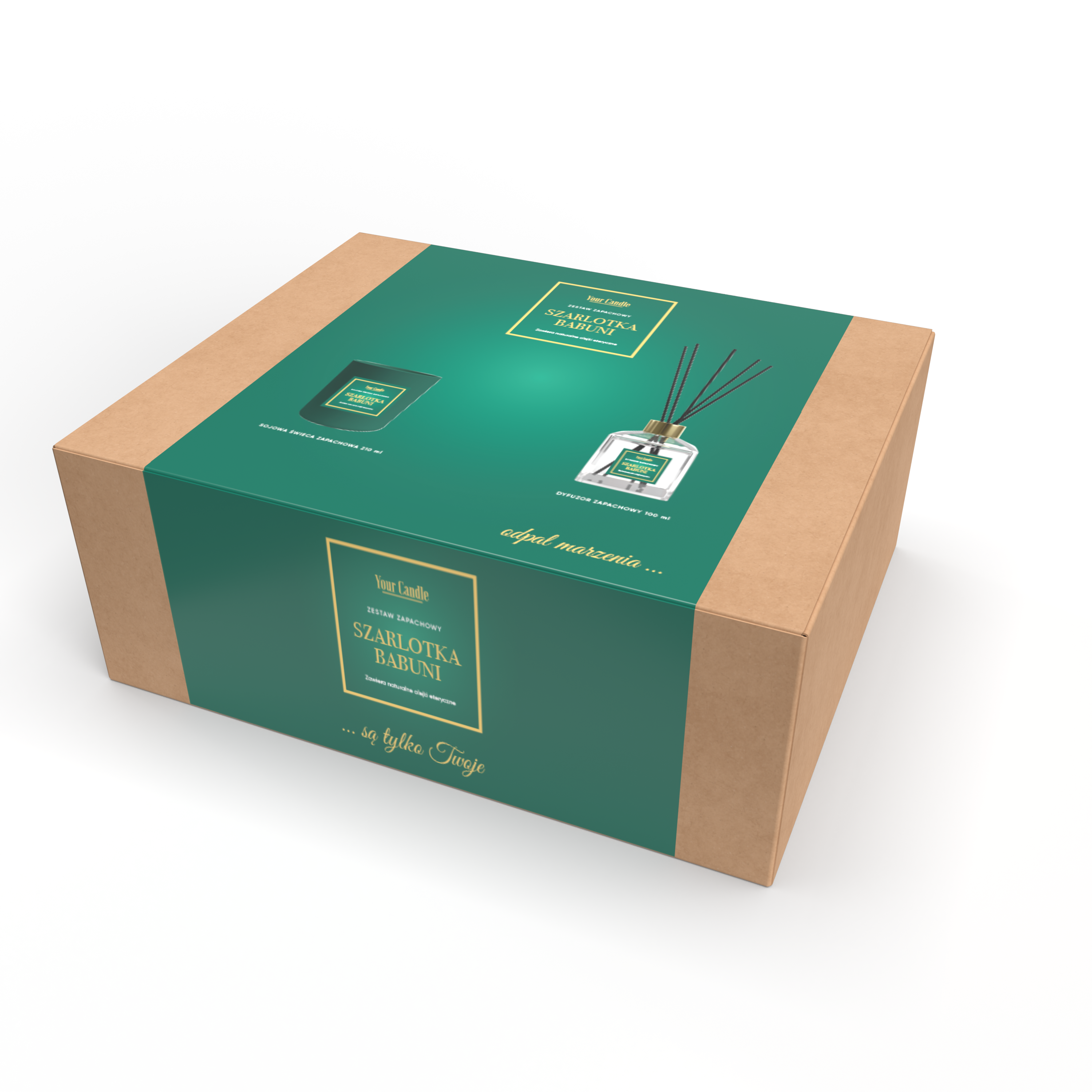 Your Candle zestaw prezentowy Szarlotka Babuni: świeca zapachowa, 210 ml + dyfuzor zapachowy, 100 ml