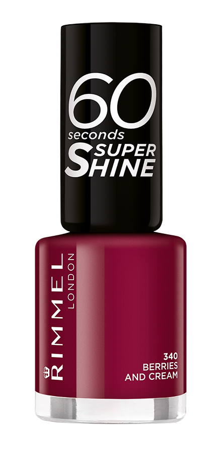 Rimmel 60 Seconds Super Shine szybkoschnący klasyczny lakier do paznokci 340 berries and cream, 8 ml