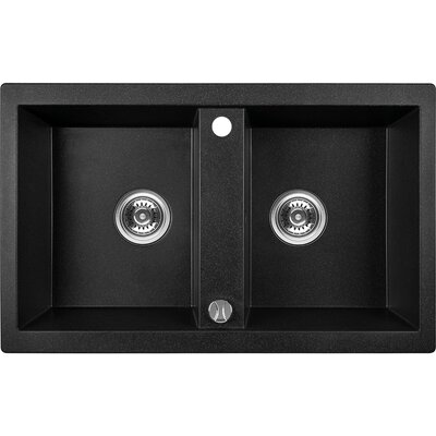 Zlewozmywak dwukomorowy LAVEO Barbados SBB 720T Czarny 48x78