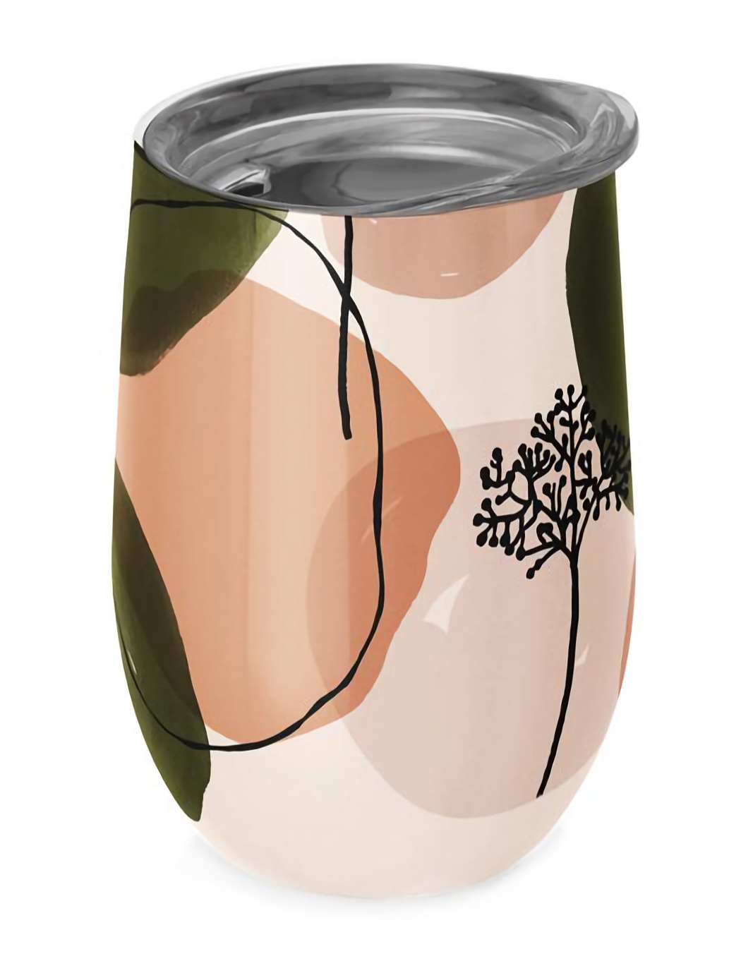 ChicMic - Kubek stalowy z pokrywką 420 ml Olive&Peach