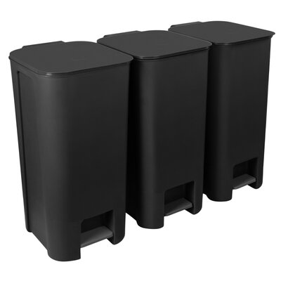 Kosz na śmieci do segregacji PRACTIC Czarny 40L 3 sztuki