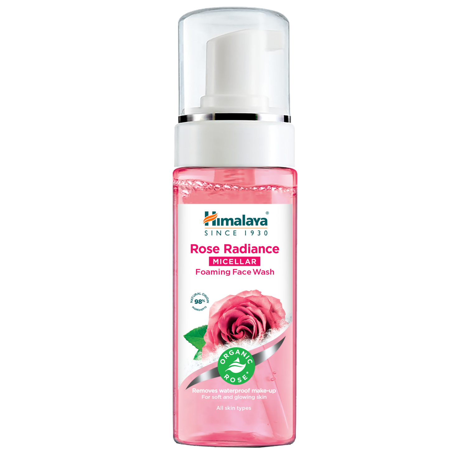 Himalaya rozświetlająca micelarna pianka do mycia twarzy z organiczną różą damasceńską, 150 ml