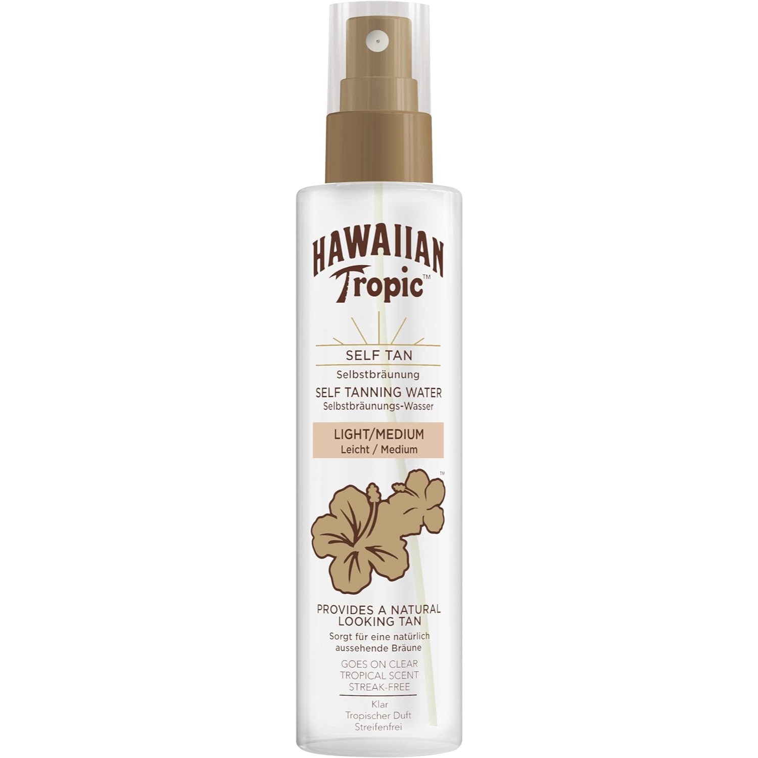 Hawaiian Tropic woda samoopalająca light/medium z witaminą E, 190 ml