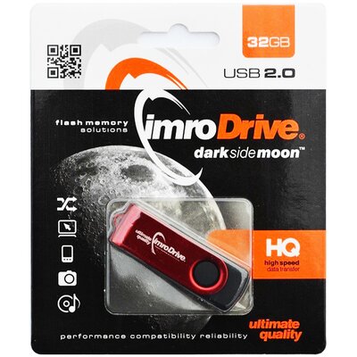 Pendrive IMRO imroDrive Axis 32GB, USB 2.0, Odczyt 20 Mb/s, Zapis 10 Mb/s Czarno-czerwony