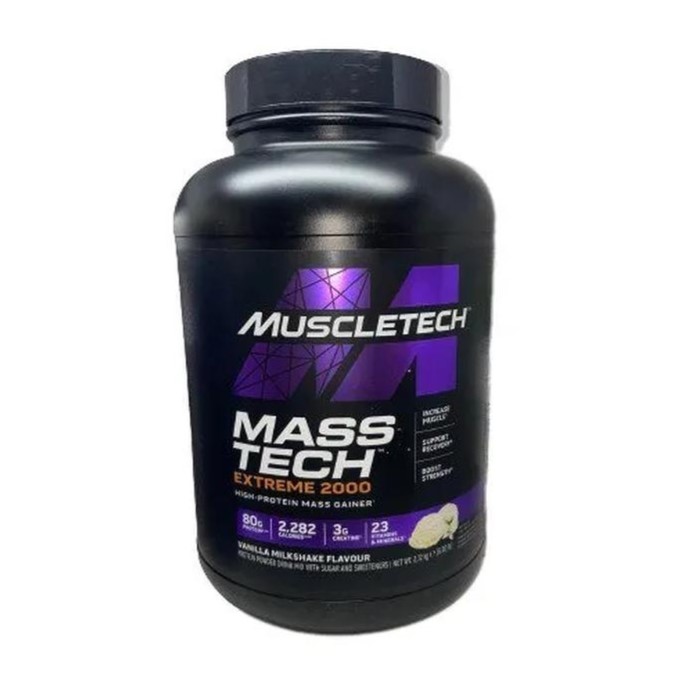 MuscleTech Mass-Tech Extreme 2000 suplement diety, Gainer, Vanilla Milkshake, 2720 g