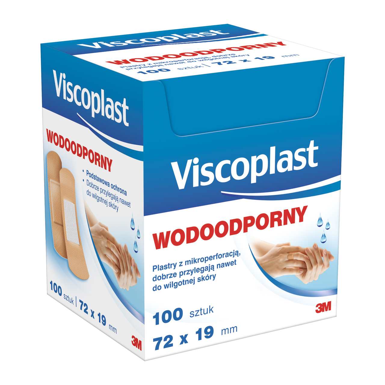Viscoplast, plaster wodoodporny, 72 mm x 19 mm, 100 sztuk
