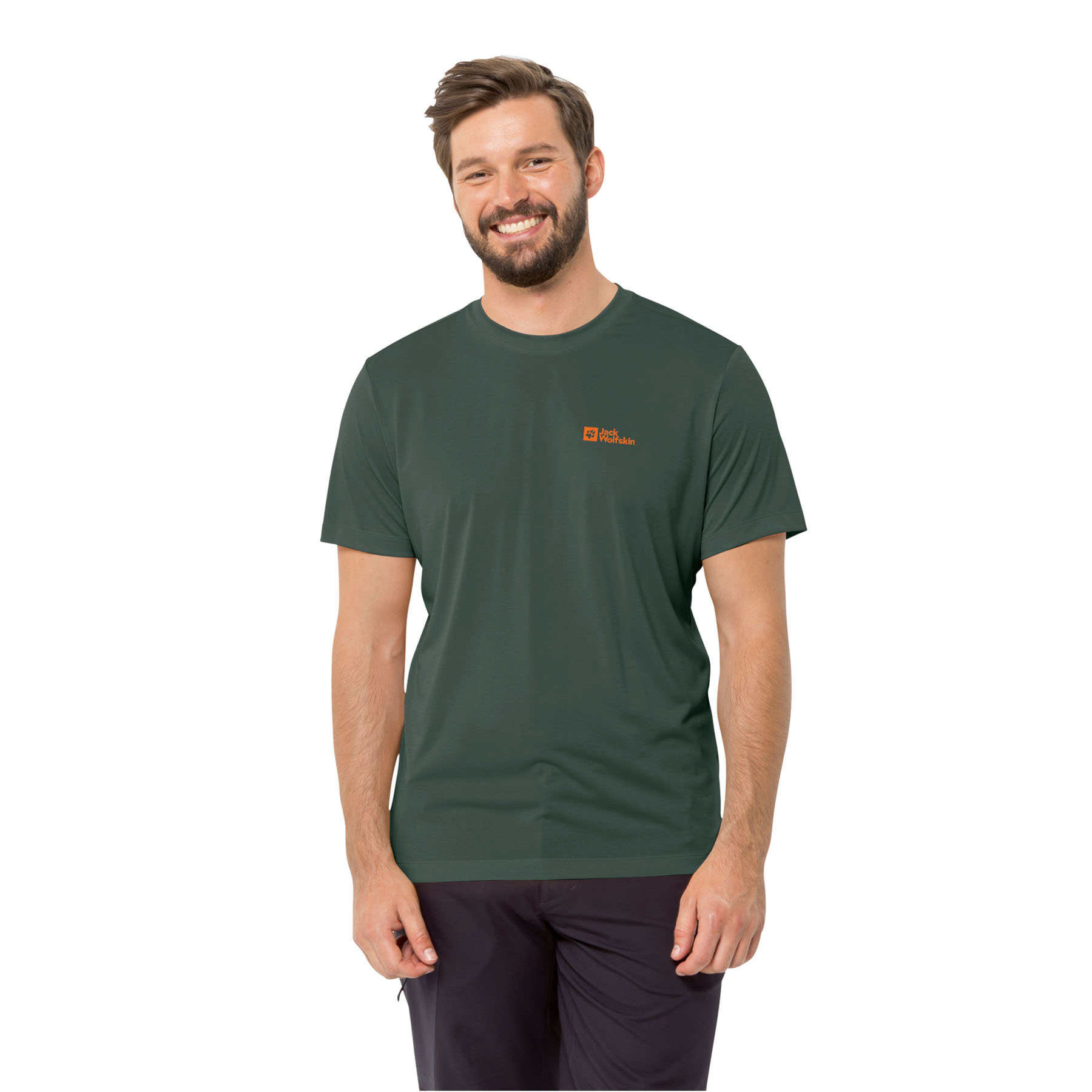 Koszulka z krótkim rękawem męska Jack Wolfskin HIKING S/S T M black olive - M