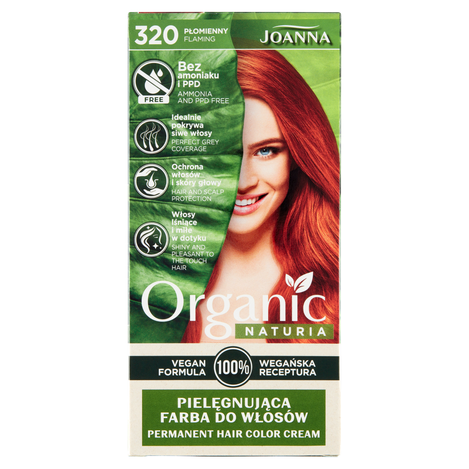 Joanna Naturia Organic farba do włosów 320 płomienny, 1 opak.