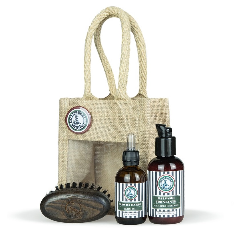Barbieri Italiani zestaw: nawilżający balsam do brody, 100 ml + olejek do brody, 50 ml + szczotka do brody, 1 szt.