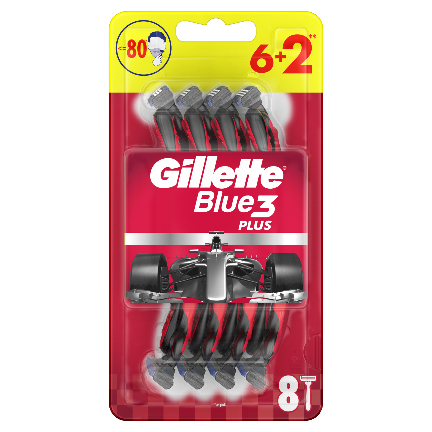 Gillette Blue3 Plus jednorazowe maszynki do golenia z trzema ostrzami, 8 szt./1 opak.