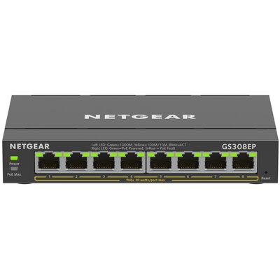 Switch NETGEAR GS308EP-100PES Gigabit Ethernet, 8 portów, Funkcja PoE, Zarządzalny