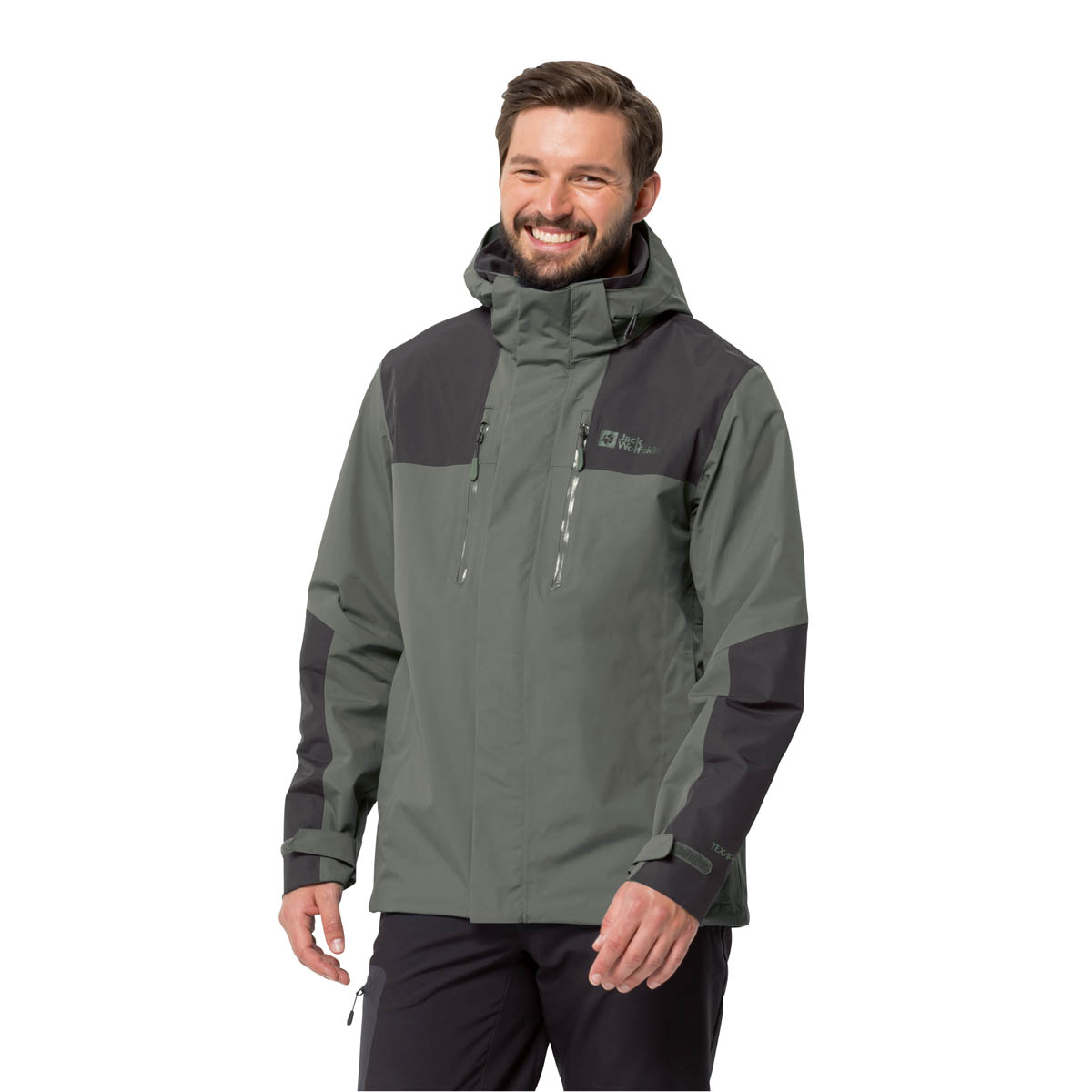 Męska kurtka przeciwdeszczowa Jack Wolfskin JASPER JKT MEN gecko green - L