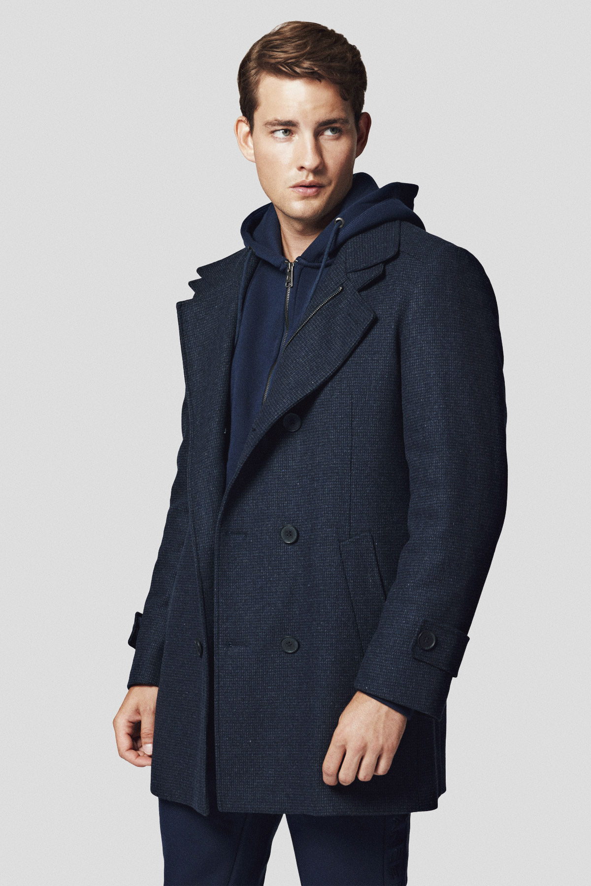 Lancerto Płaszcz Granatowy z Wełną Arendal